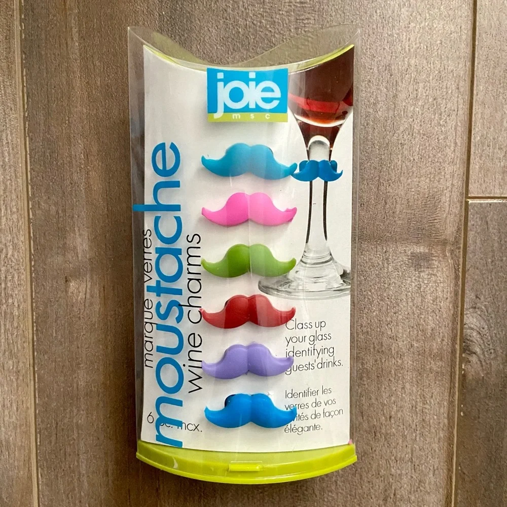 Joie 6pc Mustache Wine Charms in Multicolor